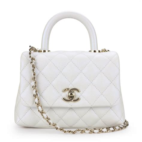 chanel white small flap bag|chanel white bag with handle.